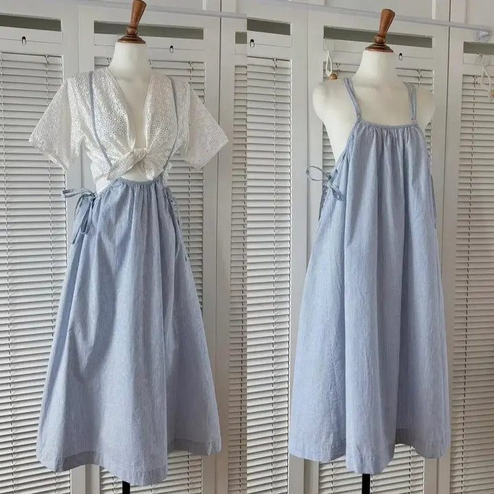 [BUNJANG] Blue Striped Cami Dress / 블루 스트라이프 끈 원피스