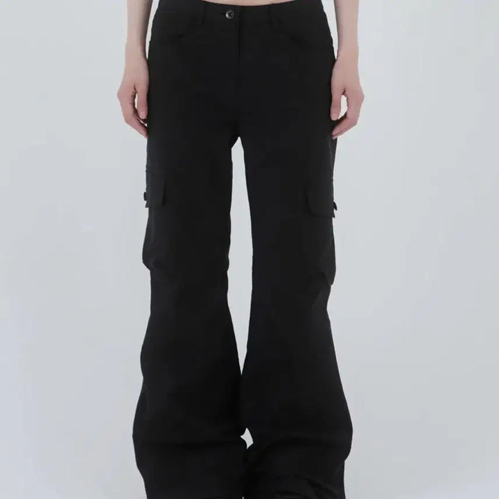 [BUNJANG] MICHAA Seoul Pocket Cargo Bootcut Pants - Black / 미세키서울 Pocket cargo bootscut pants BLACK