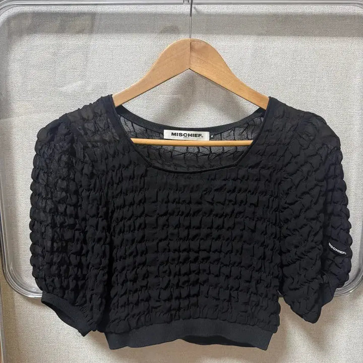 [BUNJANG] Mischief See-Through Crop Short Sleeve Top (M) / (반택포) Mischief 미스치프 시스루 크롭 반팔 탑