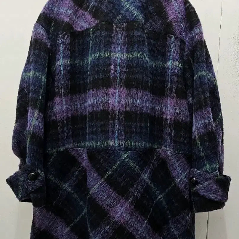 [SOLD OUT] 마쟈 컬러 체크패턴 비죠장식 볼륨소매 하프코트(바이올렛)