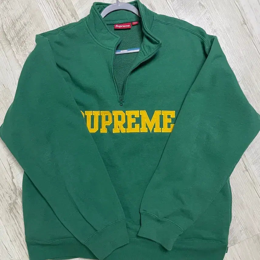 [BUNJANG] Supreme Collegiate Half Zip Pullover - 24FW / 슈프림 컬리지에이트 하프 집 풀오버 라이트 파인 - 24FW
