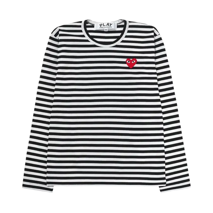 [BUNJANG] Play Comme des Garcons Striped Long Sleeve T-Shirt / 플레이 꼼데가르송 스트라이프 롱슬리브 티셔츠 블랙 화이트