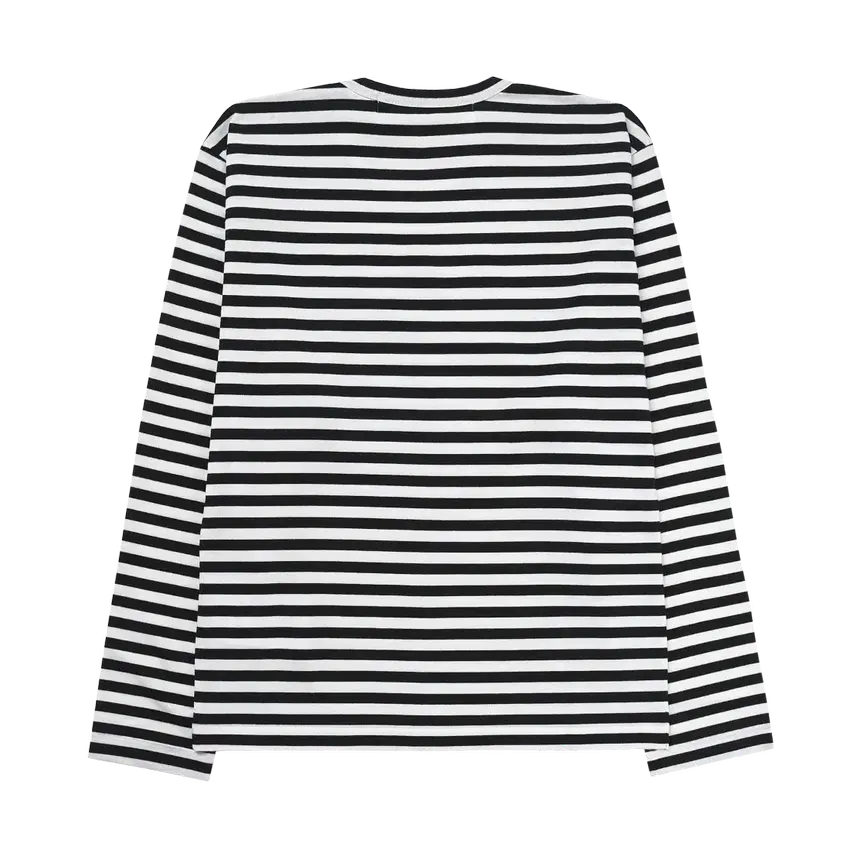 [BUNJANG] Play Comme des Garcons Striped Long Sleeve T-Shirt / 플레이 꼼데가르송 스트라이프 롱슬리브 티셔츠 블랙 화이트