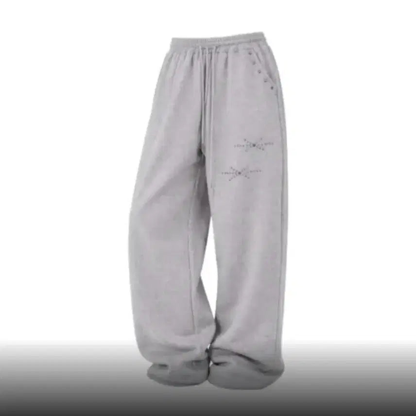 [BUNJANG] Ably Street Studded Wide Training Pants Gray XL / 에이블리 스트릿 스터드 포인트 와이드 트레이닝 팬츠 그레이 xl