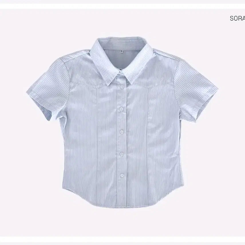 [SOLD OUT] 무드라벨 스트라이프 슬림핏 반팔 셔츠 소라 M