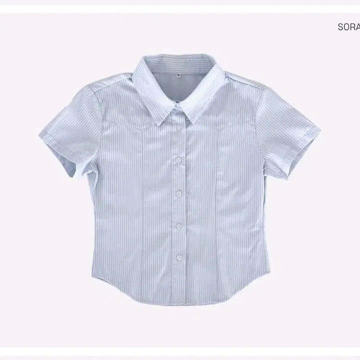 [SOLD OUT] 무드라벨 스트라이프 슬림핏 반팔 셔츠 소라 M