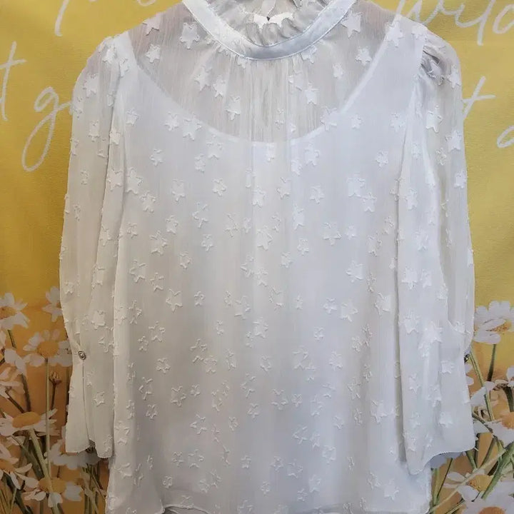 [BUNJANG] It MICHAA White See-Through Blouse XS / 잇미샤  화이트  시스루 블라우스 44XS