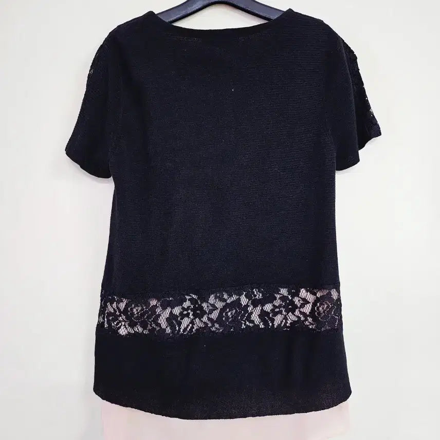 [BUNJANG] SJSJ Chiffon Lace Short-Sleeve Knit Top / SJSJ 쉬폰 반팔 니트 새상품