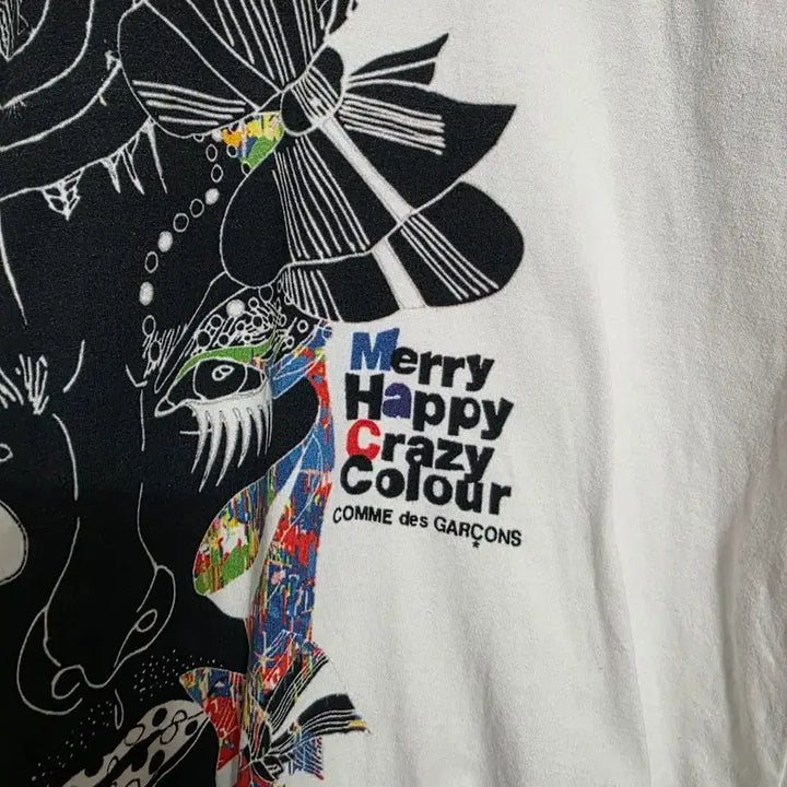[SOLD OUT] 꼼데가르송 반팔 티셔츠 화이트 레드 프린팅