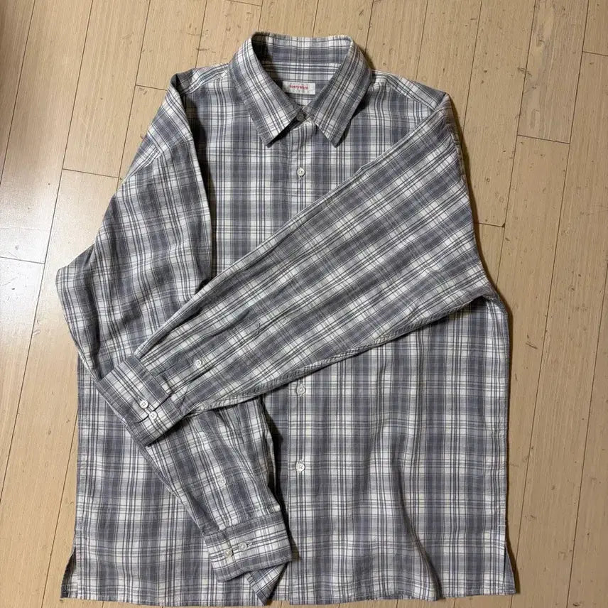 [BUNJANG] everyworn Dove Gray Check Shirt / everyworn 체크 셔츠 도브 그레이 1