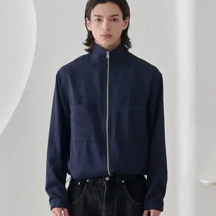 [BUNJANG] Noun Shirring Zip Up Jacket (Navy) / [2] 노운 셔링 집업 자켓(네이비) 새상품