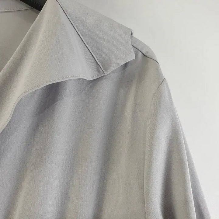 [BUNJANG] FREE Gray Long Shirt Dress / 여FREE 셔츠 카라 롱 원피스 그레이 M6229