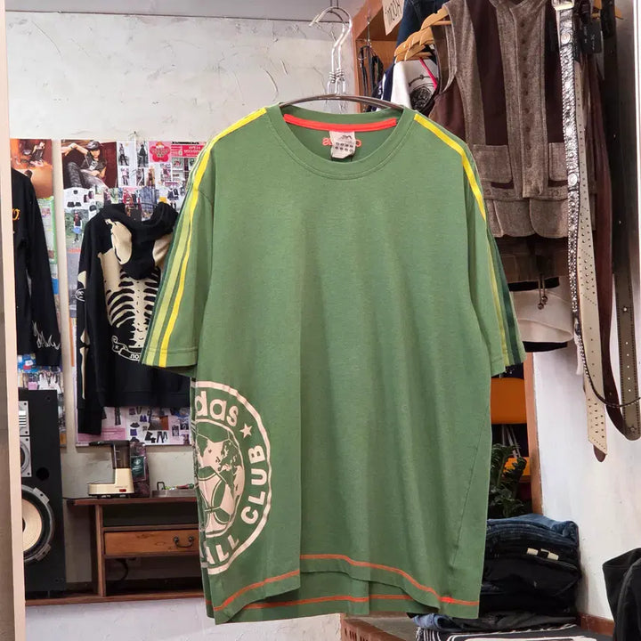 [BUNJANG] Adidas Green Sideline Football T-Shirt / 아디다스 그린 사이드라인 풋볼 반팔