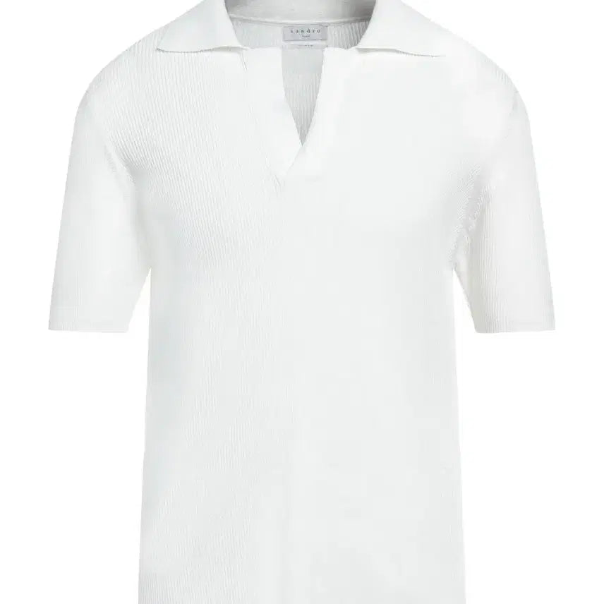 [BUNJANG] Sandro Open Collar Rib Polo Knit T-shirt / [L] 산드로 오픈카라 립 폴로 니트 티셔츠