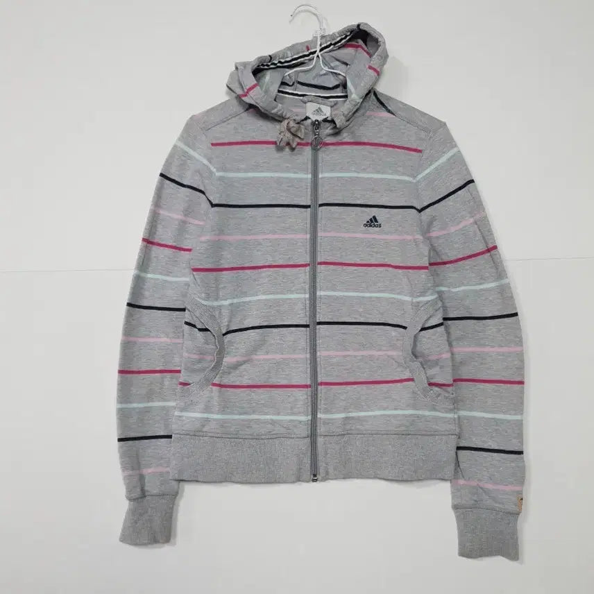 [BUNJANG] Adidas Striped Hoodie Grey / 아디다스 스트라이프 후드집업 그레이 ㅡ0123