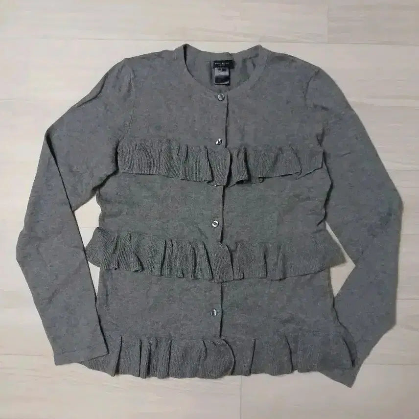[BUNJANG] Ann Taylor Factory Frill Cardigan Gray / 앤테일러팩토리 프릴 가디건 그레이