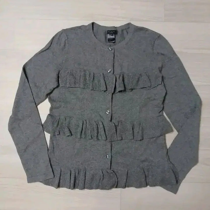 [BUNJANG] Ann Taylor Factory Frill Cardigan Gray / 앤테일러팩토리 프릴 가디건 그레이