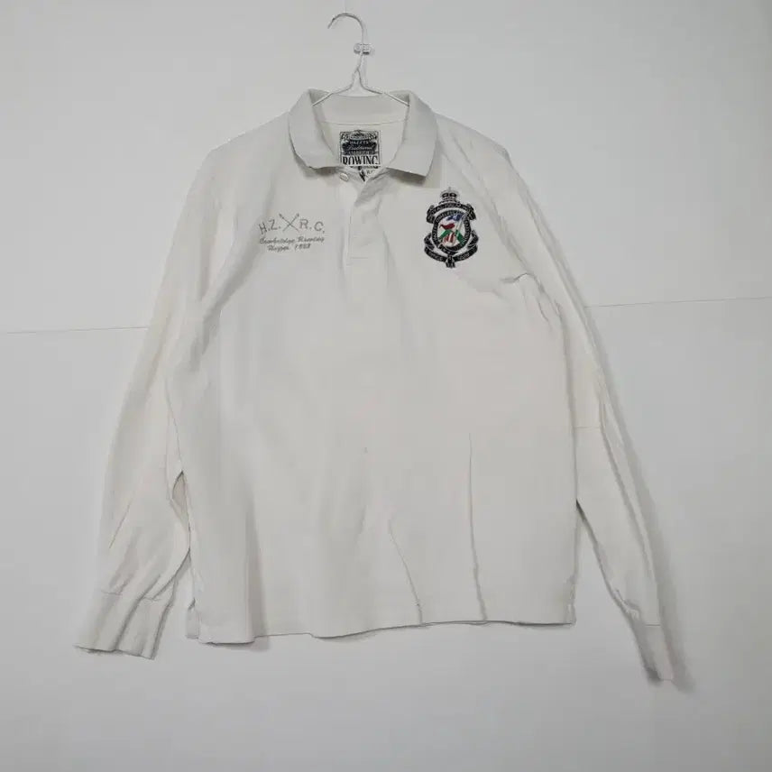 [BUNJANG] Hazzys White Long Sleeve Rugby Shirt / 헤지스 화이트 롱슬리브 럭비티 ㅡ0125