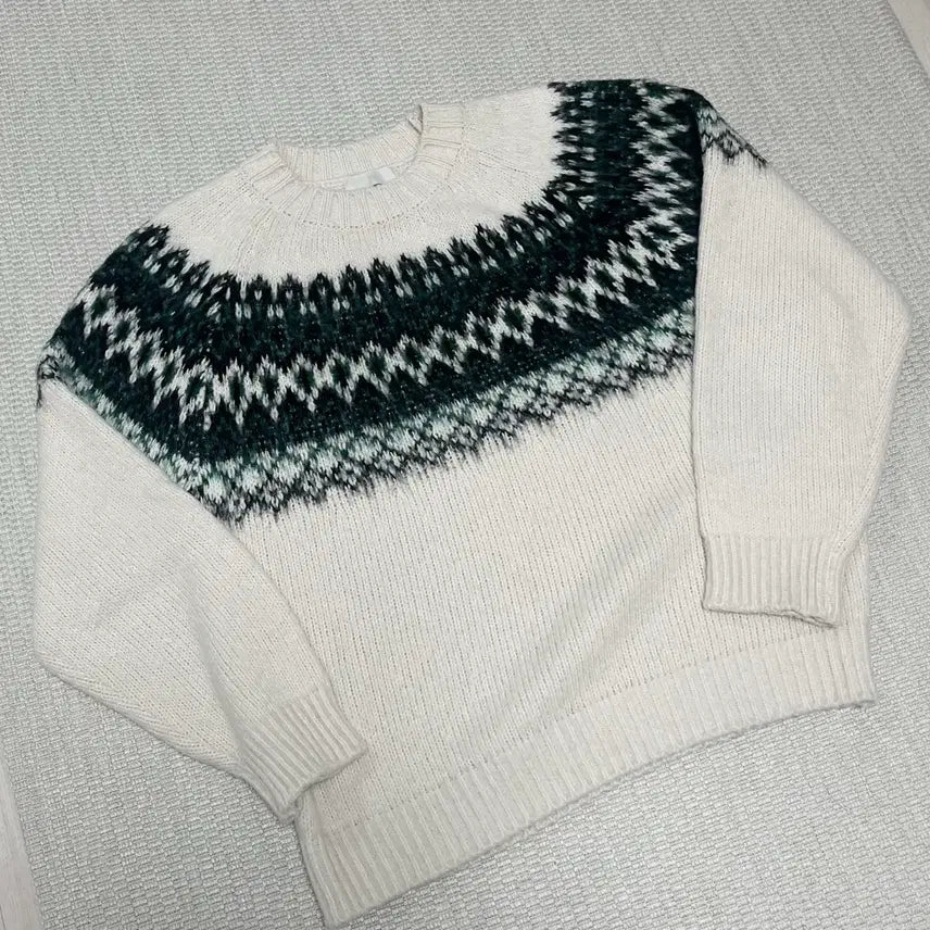 [BUNJANG] Norman Brush Nordic Knit Sweater Ivory M / 노먼 브러쉬 노르딕 니트_아이보리 M
