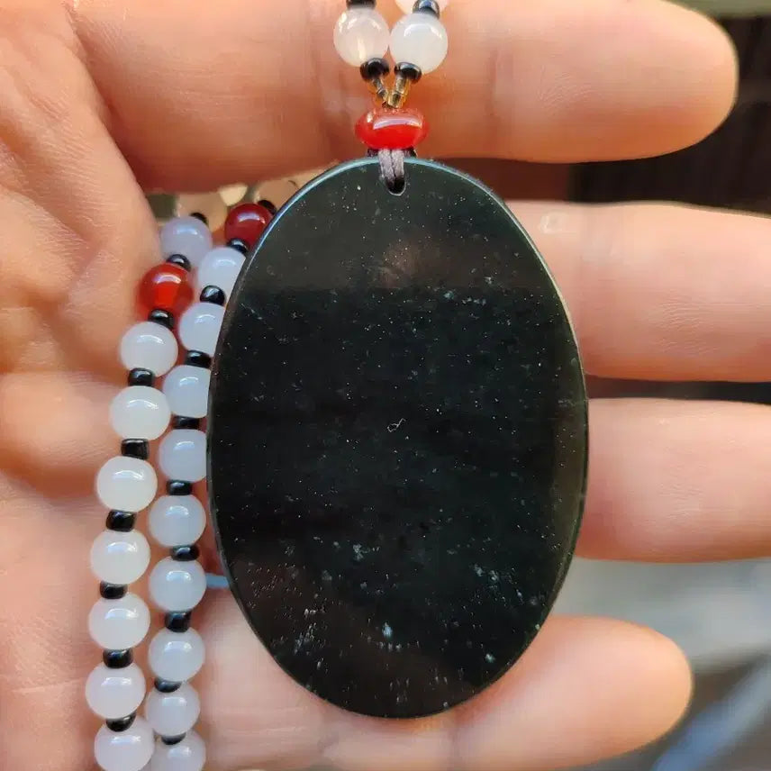[BUNJANG] Natural Jade Twin Dragons Medallion / 천연옥 쌍용메달