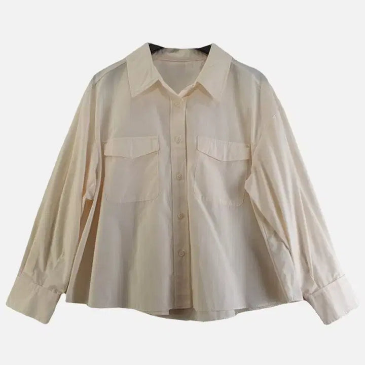 [BUNJANG] The Edge Free Beige Blouse Shirt / 더엣지 여FREE 블라우스 셔츠 베이지 M6219