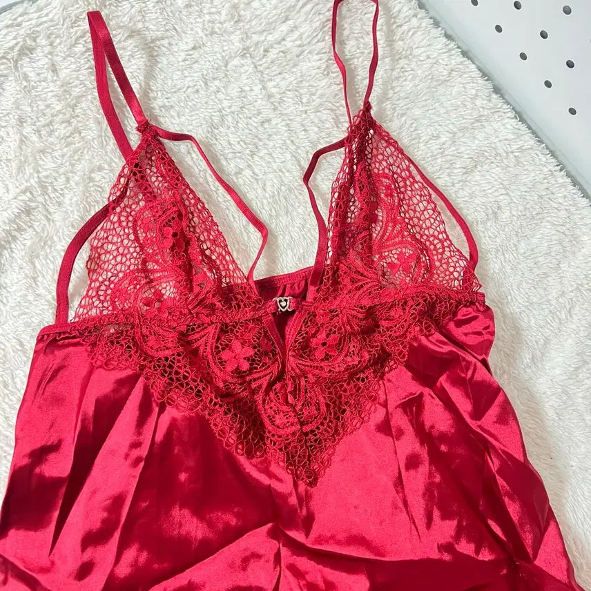 [SOLD OUT] (100% 새상품) 레드 레이스 슬립 란제리
