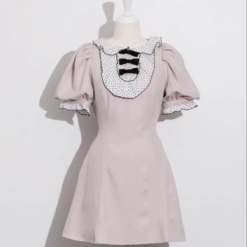 [BUNJANG] Pium Frill Yoke Dolly Dot Dress / pium 피움 양산형 걸리 프릴 요크 돌리 도트 원피스