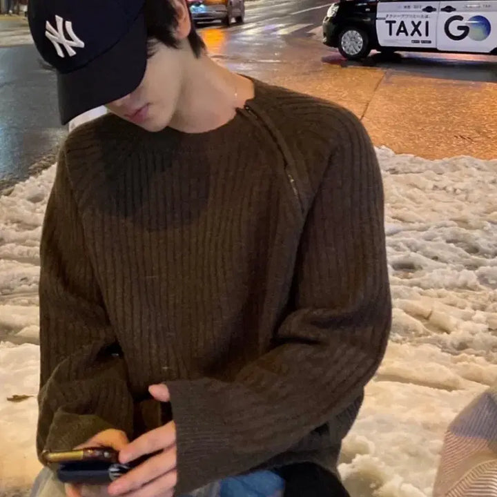[BUNJANG] French Round Knitwear Brown M / French round knitwear brown m