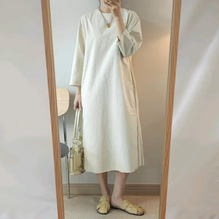 [SOLD OUT] (F)라레브 여성 반팔 롱 원피스 코튼 W2951