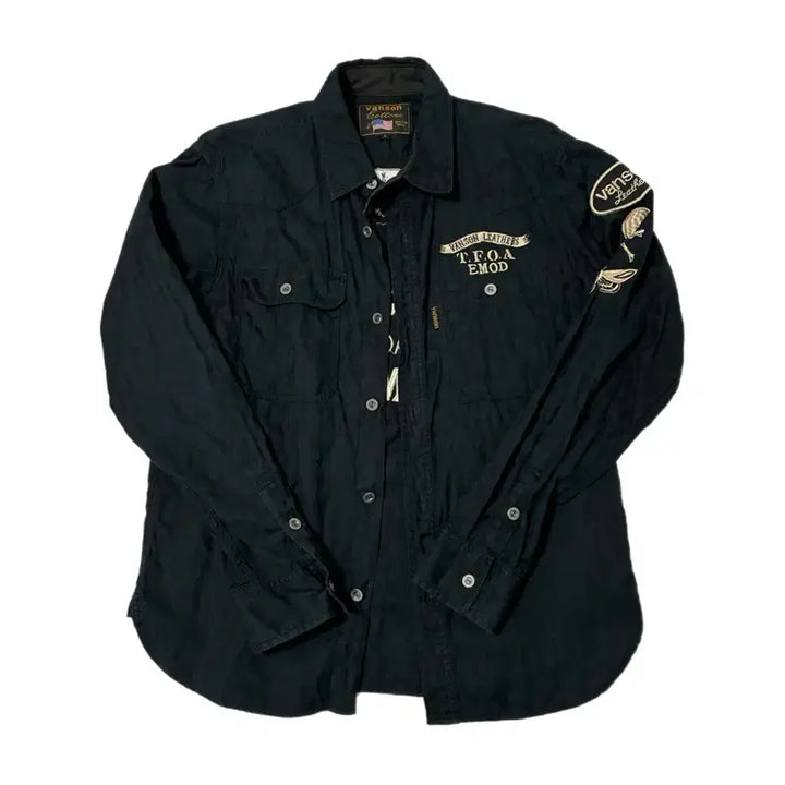 [BUNJANG] Vanson Leathers TFOF Collaboration Leopard Pattern Embroidered Shirt / 벤슨 레더스 레오파드 셔츠 Vanson leathers X TFOF