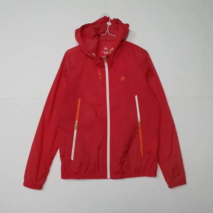 [BUNJANG] Le Coq Sportif Red Windbreaker Hooded Zip-Up Jacket / 르꼬끄 레드 바람막이 후드집업 ㅡ0182