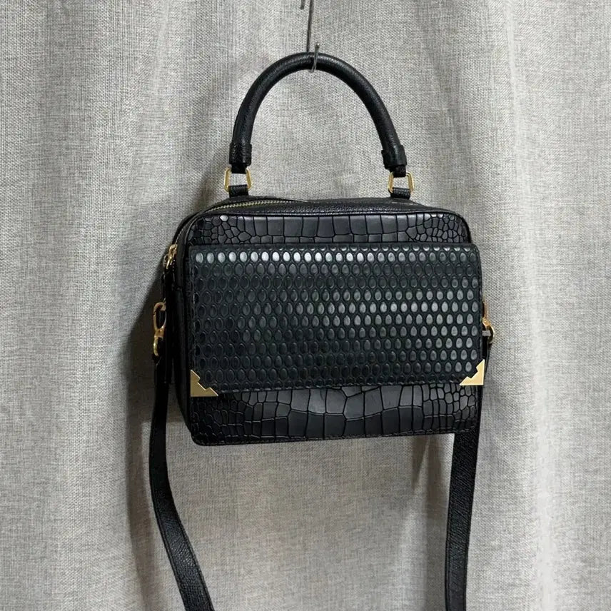 [BUNJANG] Rouge&amp;Lounge Croc Embossed Leather Tote Crossbody Bag / 한섬 루즈앤라운지 크로커 엠보 소가죽 토트 크로스백