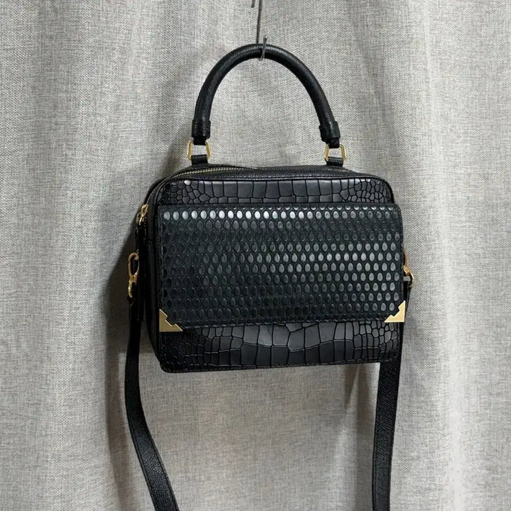 [BUNJANG] Rouge&amp;Lounge Croc Embossed Leather Tote Crossbody Bag / 한섬 루즈앤라운지 크로커 엠보 소가죽 토트 크로스백