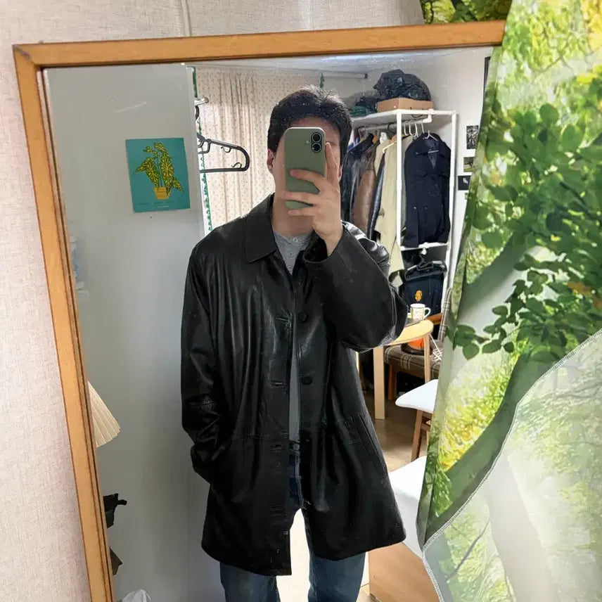[SOLD OUT] L) 에디바우어 램스킨 레더 카코트 블랙 올드갭 카코트