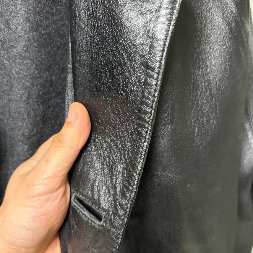 [SOLD OUT] L) 에디바우어 램스킨 레더 카코트 블랙 올드갭 카코트