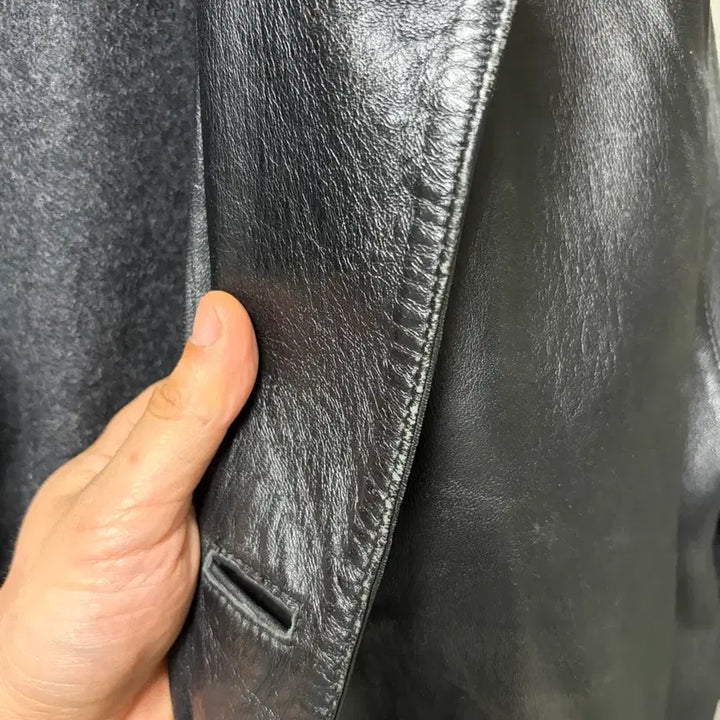 [SOLD OUT] L) 에디바우어 램스킨 레더 카코트 블랙 올드갭 카코트