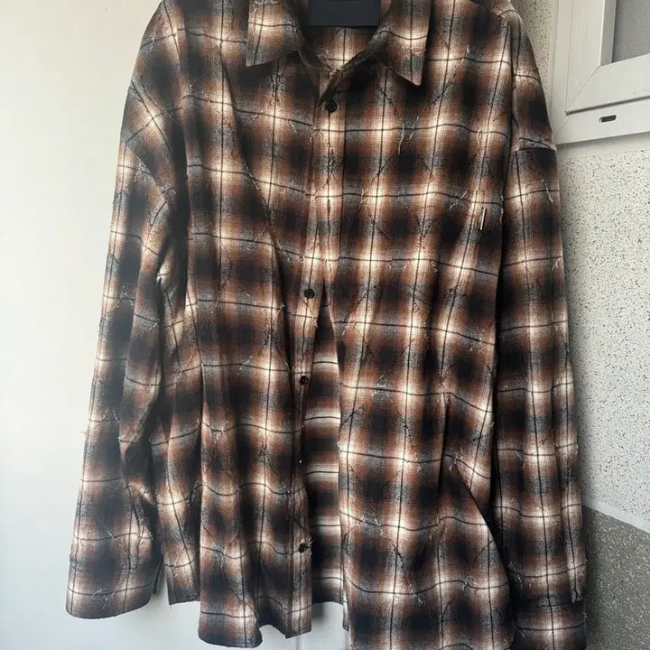 [BUNJANG] Juun.J Argyle Brown Shirt 52 / 준지 아가일 브라운 셔츠 52
