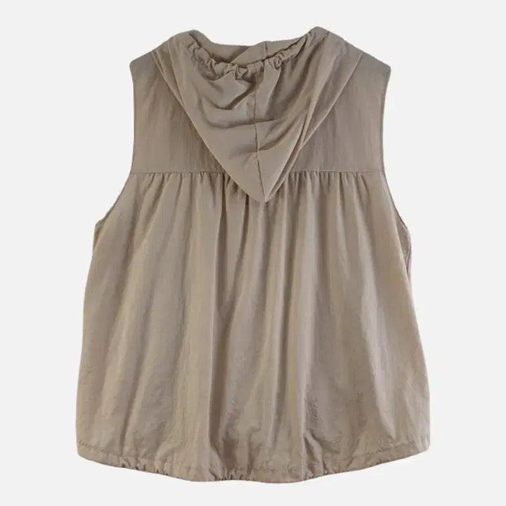 [SOLD OUT] 여FREE 후드 조끼 베이지 M6248