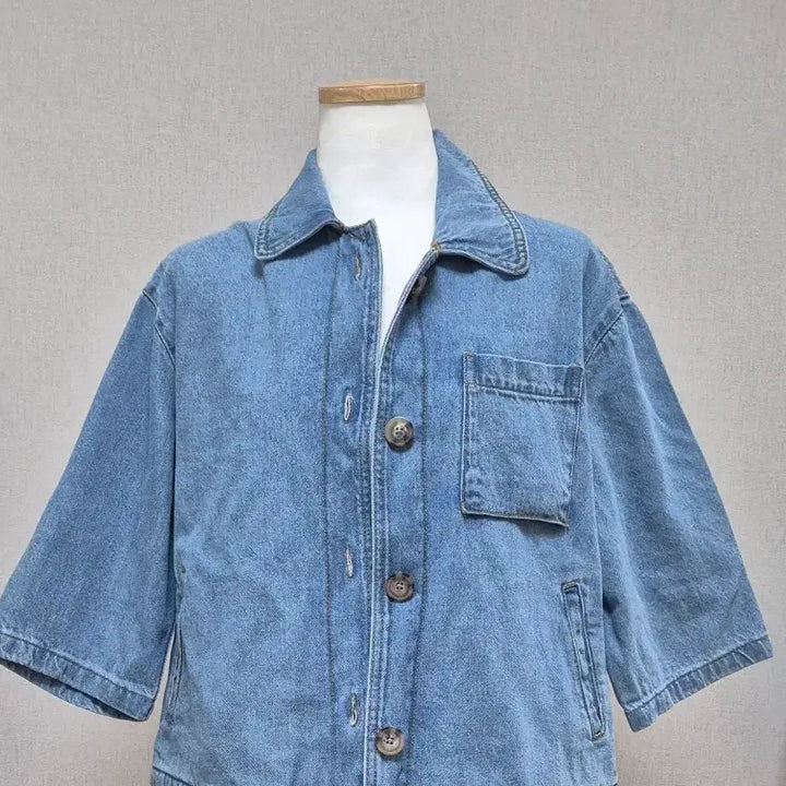 [BUNJANG] Denim Short Sleeve Jacket (100% Cotton) / 데님 반팔 자켓  (면100%)