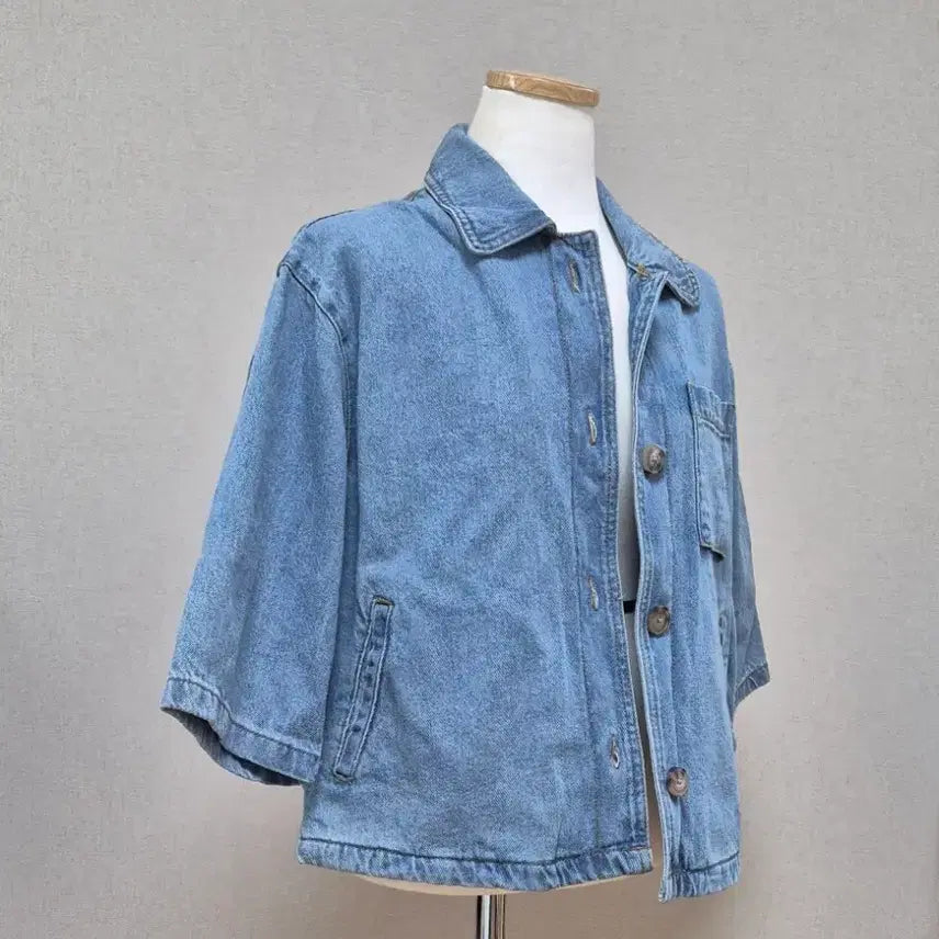 [BUNJANG] Denim Short Sleeve Jacket (100% Cotton) / 데님 반팔 자켓  (면100%)