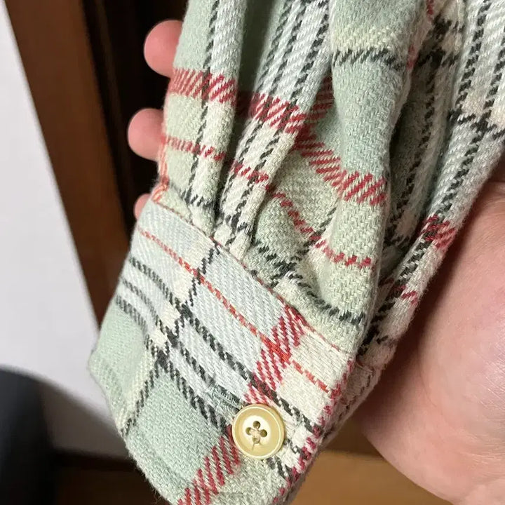 [BUNJANG] Kakis Brushed Plaid Shirt - Pale Green / 카키스 brushed plaid shirts 라지 L pale green