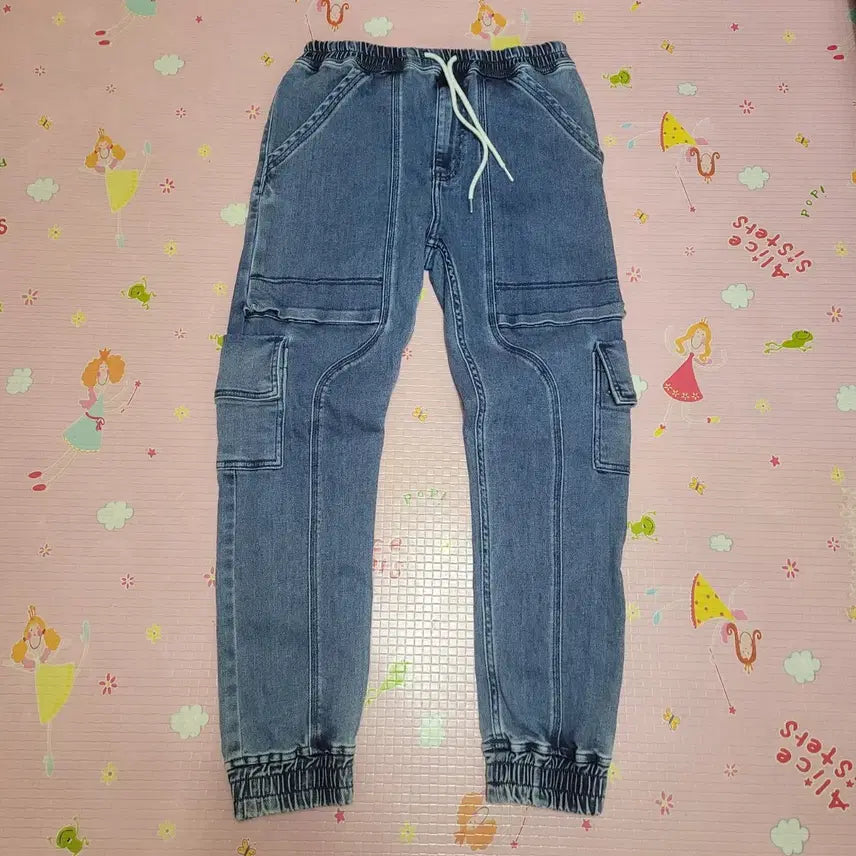 [SOLD OUT] [S/90/28-32] 일꼬르소 밴딩 카고 데님 조거 팬츠 블루