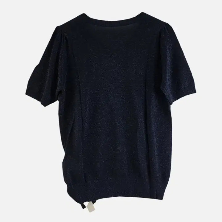 [BUNJANG] Vintage Navy Glitter Short Sleeve Knit Top / 여95 네이비 반짝이 반팔 니트 M6235