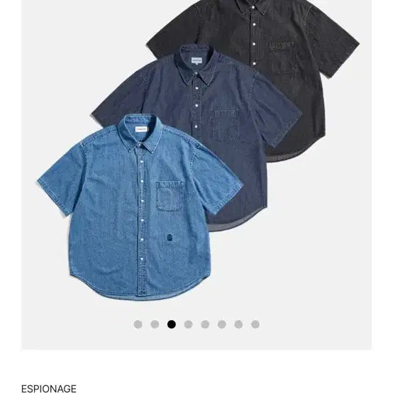 [BUNJANG] Espionage Black Denim Short Sleeve Shirt / 에스피오나지 Crest denim 흑청 셔츠