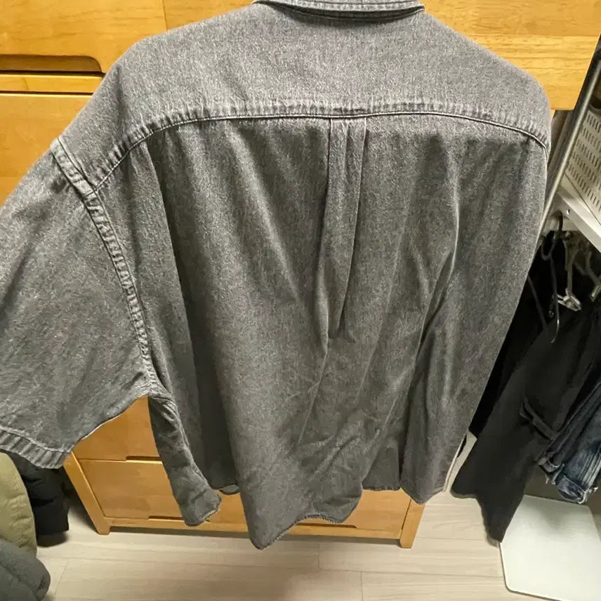 [BUNJANG] Espionage Black Denim Short Sleeve Shirt / 에스피오나지 Crest denim 흑청 셔츠