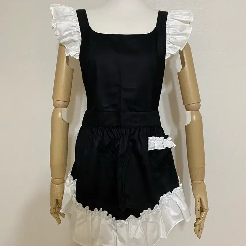 [BUNJANG] Vintage Apron Frill Maid Cosplay Dress / 빈티지 에이프런 앞치마 프릴 메이드복 코스프레 히메갸루 긱시크 발레코어