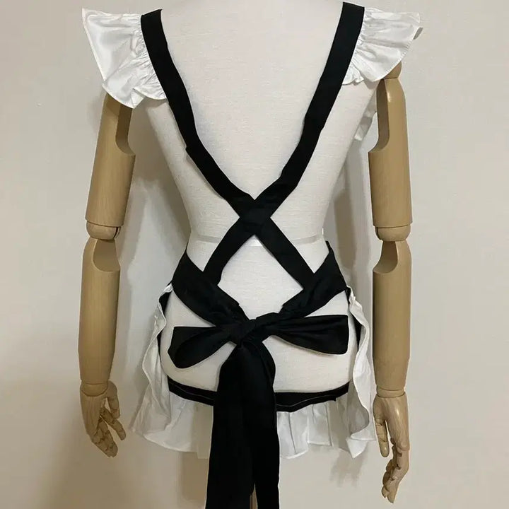 [BUNJANG] Vintage Apron Frill Maid Cosplay Dress / 빈티지 에이프런 앞치마 프릴 메이드복 코스프레 히메갸루 긱시크 발레코어