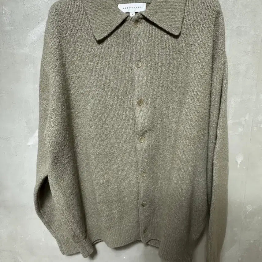 [BUNJANG] Brownyard Collar Cardigan Light Olive / 브라운야드 카라 가디건4 라이트 올리브