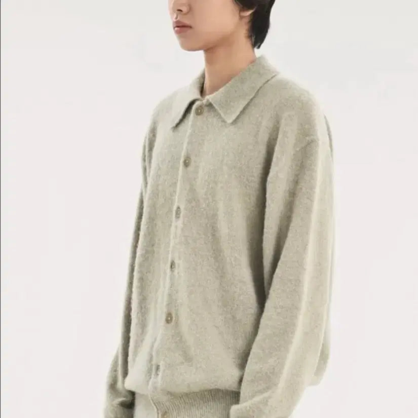 [BUNJANG] Brownyard Collar Cardigan Light Olive / 브라운야드 카라 가디건4 라이트 올리브