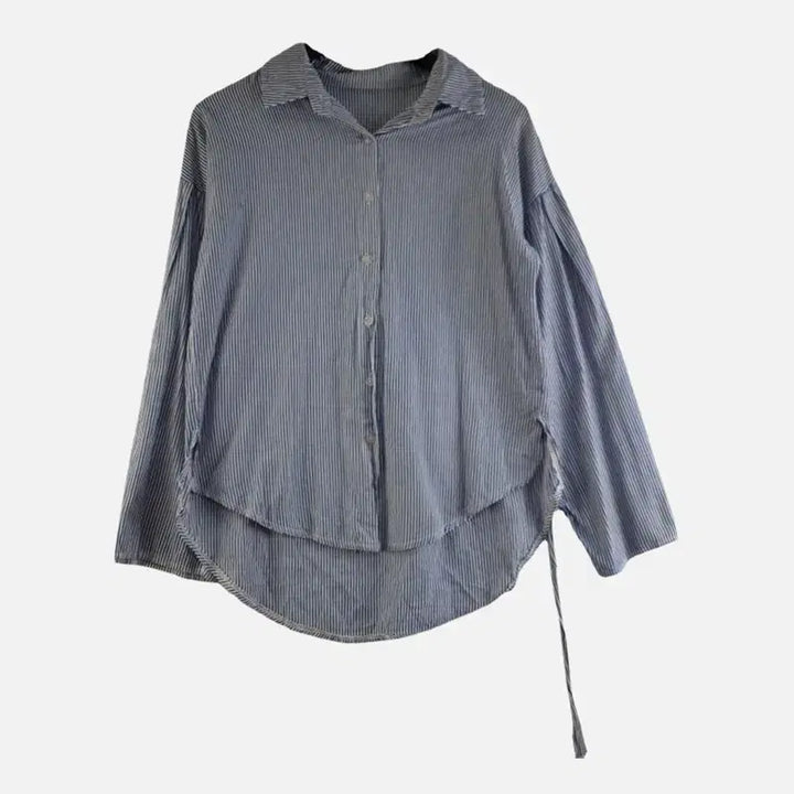 [BUNJANG] FREE Striped Shirt Light Blue / 여FREE 스트라이프 셔츠 라이트 블루 M6242